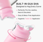 Integrated medical-grade Gua Sha massage tool on Medicube neck cream for lymphatic drainage and sculpting
